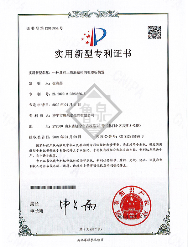 一種具有止液漏結(jié)構(gòu)的電滲析裝置專利