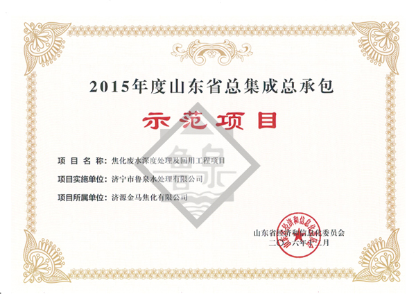 山東省總集成總承包項目示范項目